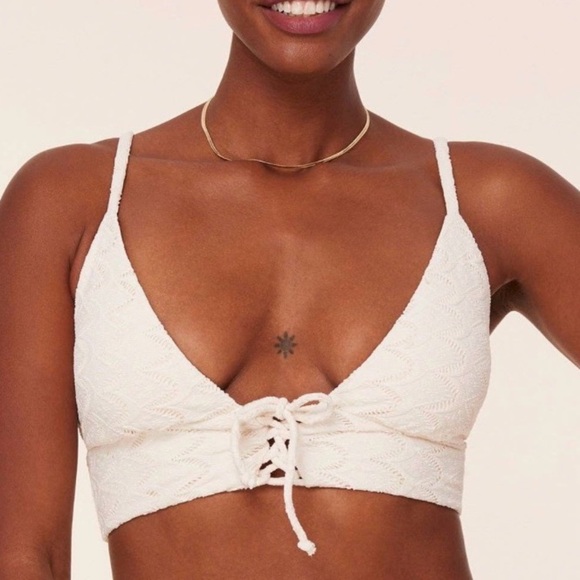 Andie Bikini Set Cabarete Top Super High Waisted Bottom Gardenia Lace size Small - Picture 9 of 10